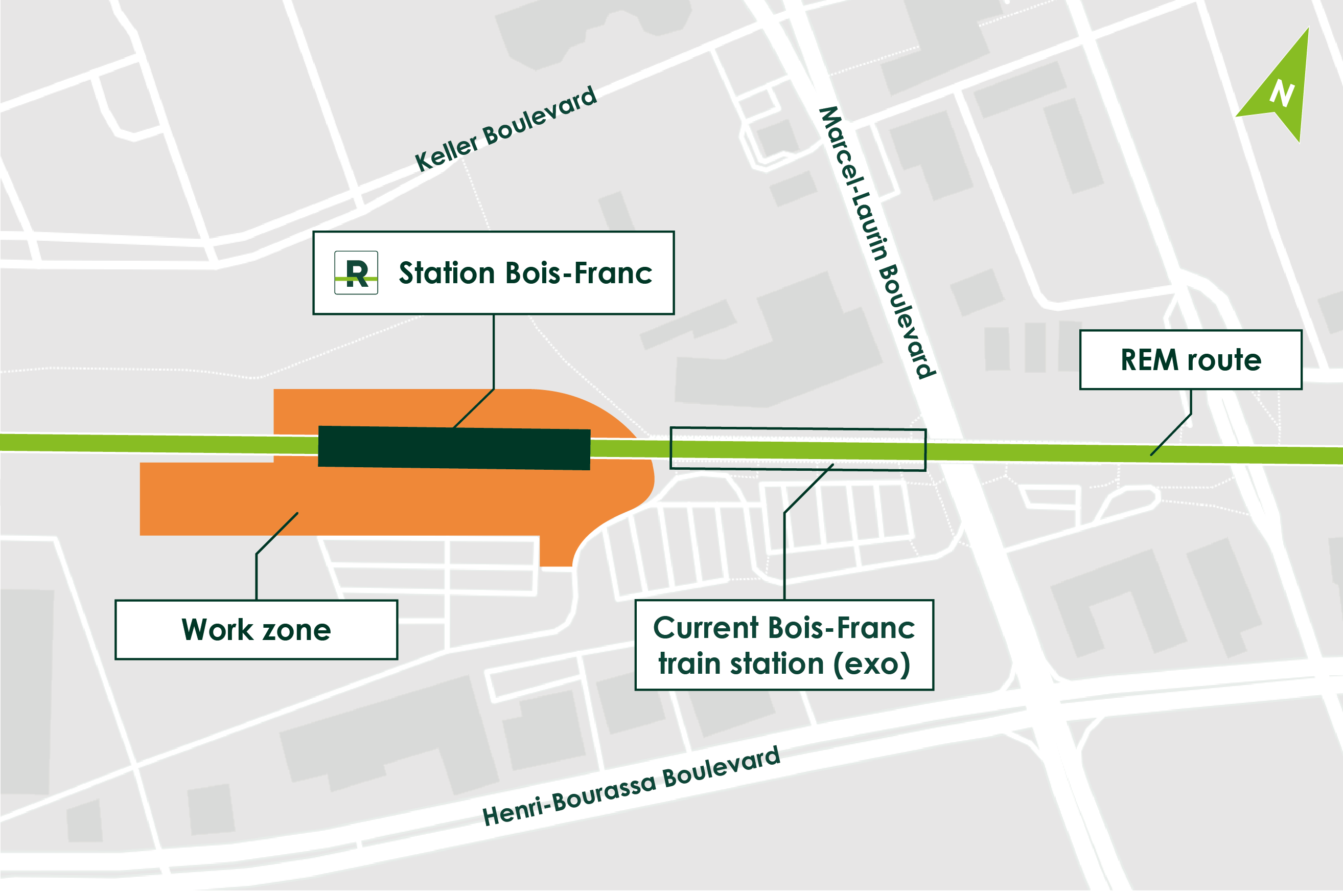 Construction of the BoisFranc Station REM
